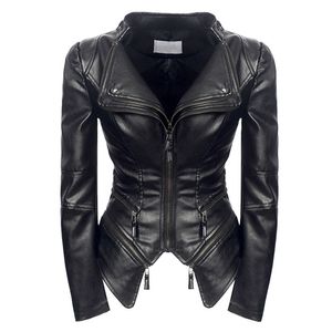 Jaqueta de couro de motocicleta de moda feminina 2020 Spring Autumn feminino Pu Coat Leasterwear FM021 T200828