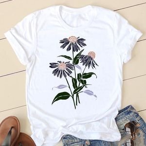 Mulheres camisetas camisetas aquarela camiseta de flores 90s moda moda moda de desenho animado manga curta primavera verão tee feminino gráfico
