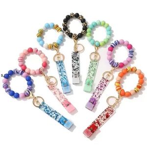 НОВЫЙ!!! Bank Card Taker Силиконовые бусины Браслеты Bracelets Party Hoose Высококачественная кожа Lepoard Tassel Bearbands Bead Деревянный Бук Браслет BES121