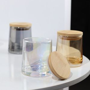 Kreative bunte Eisbecher Tasse Kerze Gläser DIY duftende Herstellung Buntglas Holzdeckel leer