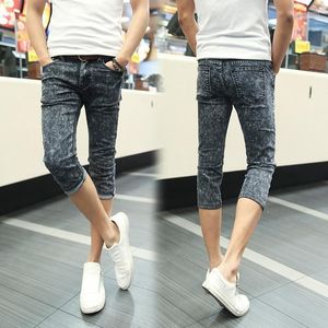 Männer Jeans Mode 2022 Sommer Casual Jugend Skinny Capri Männer Hip Hop Studenten Fuß Grau Stretch Teenager Reithosen Slim Fit Hosen1