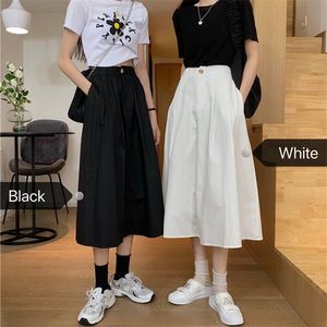 Kvinnor kjol vintage kläder långa kjolar svart harajuku sommar hög midja streetwear 2020 mode flytande lös elastisk chiffon t200712