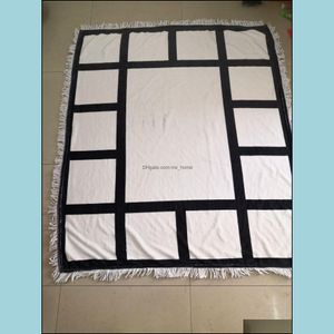 Plaid Sublimation Blanks Blanket med tofsar 9 15 20 GRIDS MAT Värmeöverföring Utskrift Soffa Blanketter Kasta BLA Drop Leverans 2021 Home Texti