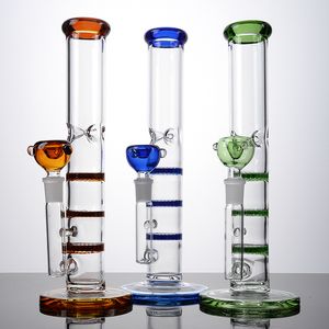 Berauschende Glasbong-Wasserpfeifen, dreifache Bienenwaben-Perc-Perkolatoren, gerades Rohr, Wasserpfeife, 14 mm Innengelenk, bunte Bongs, Öl-Dab-Rigs mit Schüssel