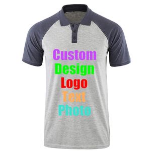 Customize Your Favorite Text Men s Color Blocking Short Sleeved Lapel 220621