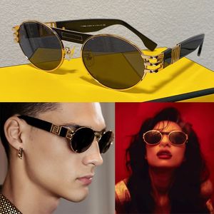 Солнцезащитные очки V3 овальной формы для мужчин и женщин, металлические очки золотистого цвета F40045, летний стиль, анти-ультрафиолетовый ретро, черный ацетат, полнокадровая перемычка с очками LOGOS