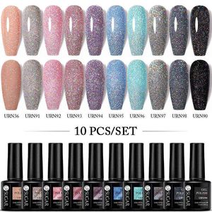 Nxy unha gel 10 pcs glitter polonês conjunto kits semi permanente absorver o verniz de led uv todos para manicure 0328