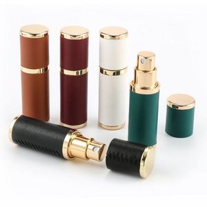 Luksusowe skórzane butelki perfum 5 ml drobna mgła Atomizer Butelka z złotą pompką szklaną pęcherza wewnętrznego