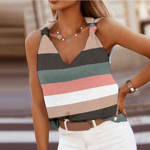 Women Casual Top Summer Shirt Sleeveless Cami Printed Camisole Summer V Neck Tanks Camis Top Backless Tank Top Vetement Femme L220705