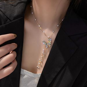 Hänge halsband sommar söt stil smycken tillbehör vacker fjäril pärlhalsband för kvinna semesterfest gåva
