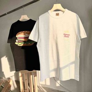 Human Ceiling Made Coke Hamburger Cylinder Slub Cotton Men and Women Lovers Loose Round Neck Short Sleeve