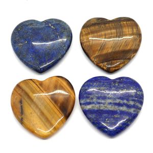 Pendant Necklaces 1pc Heart Shaped Ring Cabochons Natural Semi-precious Stone Pendants Tiger Eye Lapis Lazuli DIY For Making Necklace 40mm S