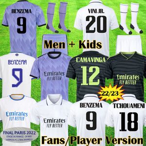 22 23 Player Versie voetbaltruien 3e Benzema Real Madrids 2021 Finale kampioenen 14 Kit Rodrgo Camiseta 2022 2023 Vini Jr Camavinga Tchouameni voetbalshirt kinderen