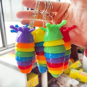 Färgglad snigel snigel Keychain Kawaii Transform Caterpillar fidget Toys Adult Kids Decompression Barnutbildningsleksak 0998