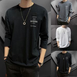 Men's T-Shirts High Quality Long Sleeve T Shirt For Men Solid Color Spring Autumn Casual Mens Male Korean Print Tops Classic Clothes