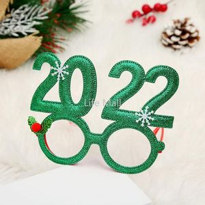Nieuwe glitter kerstbril Decoratie 2022 Holiday Glass Frame Xmas Home Decorations Geschenken Snelle levering DD