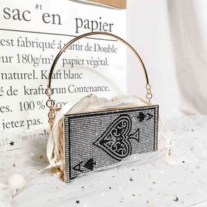 Abendtasche Ace Of Spades Diamonds Metal Bags Neue Designer-Höhle Glänzende Clutch-Geldbörse und Handtasche für Dinnerparty 20220607