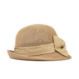 قبعة صيف شاطئ بسيطة أنثى عرضية بنما سيدة العلامة التجارية نساء شقة brim bowknot القش الغطاء الفتيات الشمس