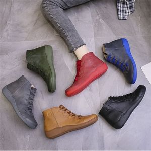 Kadın Pu Deri Ayak Bileği Botları Kadın Sonbahar Kış Çapraz Çöp Strappy Vintage Punk Botlar Düz Bayanlar Ayakkabı Kadın Botas Mujer 220815