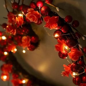 Dekorativa blommor kransar Valentine Day Heart Wreath Artificial Red med LED -lampor för bröllopets främre dörrväggfönster mantel dekordekora