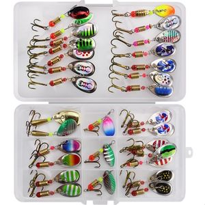 30pcs10pcs Boxed Rotating Spoon Kit Lure Fishing Lures Artificial Baits Metal Fish Hooks Bass Trout Perch Pike Rotating Sequins 220523