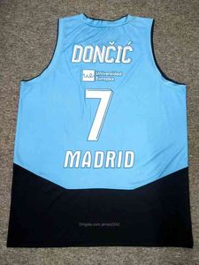 Número Spain venda por atacado-Basquete Personalizado Luka Espanha Doncic Jersey Euroleague Print Jerseys Qualquer Número Número Tamanho xS XL Azul