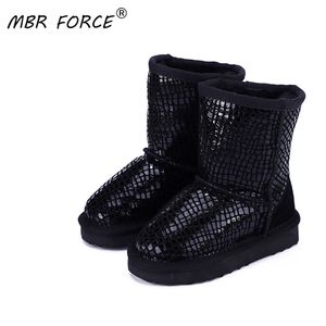 MBR Force High Quality Children Waterproof Classic Snow Boots Boots Girls äkta läder Fashion Warm Winter Boots LJ201202