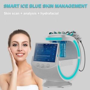 7 I 1 Hydra Facial Machine Intelligent Bule med hudanalysator RF Ultra Hydro Oxygen Facial Cold Hammer Machine Aqua Peeling Multi Machine