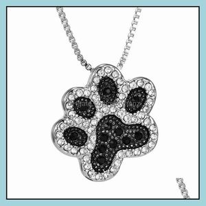 Kolye Kolye Kolyeler Mücevher Mücevher Sevimli Kedi Köpek Pençesi Kadınlar İçin Güzel Kolye Siyah Rhinestone Dainty Kısa Zincirli Çocuk Kadın Aksesuarları