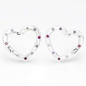 925 Sterling Silber Love Hearts Creolen-Ohrring, bunter Kristall, für Damen und Mädchen, Hochzeitsgeschenk, mit Originalverpackung für Pandora-Roségold-Ohrringe