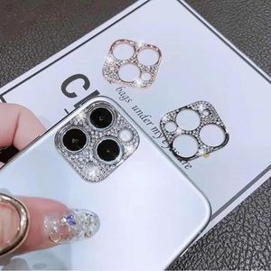 Rhinestone Glitter Camera Lens Protector Fodral för iPhone 13 12 11 Pro Max 12 Mini Shiny Diamond Full Screen Protective Film