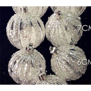 6pcs ornamenti di Natale finestra decorata paillettes acrilico sfera decorativa particelle di schiuma di polvere di diamante pendente di fascia alta Y201020
