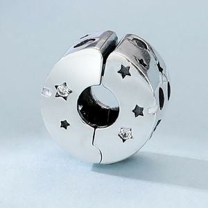 Ciondoli Pandora con clip Galaxy stelle per braccialetto Kit per la creazione di gioielli fai da te Perline sfuse in argento sterling 925 regalo per feste di nozze 790010C01