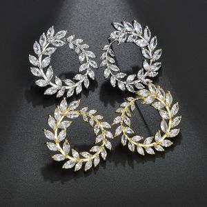 Ohrringe, Kreis, Earl-Design, Schwerindustrie, goldenes Zirkonium, baumelnde Kronleuchter-Intarsien-Ohrringe, koreanische Luxus-Inlay-Designer-Schmuck, Frauen, Paar, Hochzeit