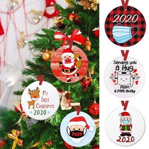 Christmas Decorations Indoor DIY Resin Pendant Round Tree Santa Snowman Cartoon Reindeer Style Home DecorationChristmas