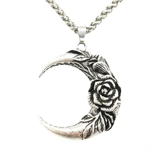 Collane con ciondolo Nostalgia San Valentino Rosa Luna crescente Wicca Talismano pagano Gioielli Accessori gotici Collana donnaCiondolo