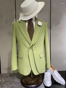 Men's Suits & Blazers 2022 Customize Latest Design Leisure Fashion Green Wedding Men Formal Slim Fit Business Party Male Coat Solid Color Bl