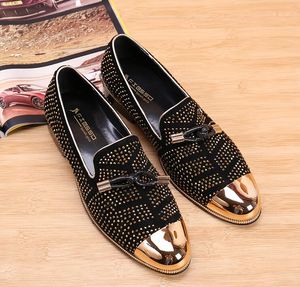 Designer-trend wedding dress shoes hot drilling Casual shoes men designer men business shoes Smoking Slipper US size : 6.5-12