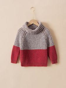 Maglione bicolore con maniche raglan a collo alto e bicolore per bambino SHE