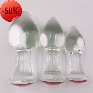 Wholesale smooth anal for sale - Group buy 50 discount S m l Transparent with Diamond Glass Anal Butt Plug Smooth Insert Masturbation Dilator Anus Massage g Spot Male Female Products Sex shop for couples
