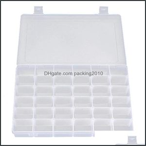 Storage Boxes Bins Home Organization Housekee Garden 36 Grids Box Clear Bead Container Plastic Jewelry Organizer Adjustable Dividers Drop