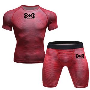Trass de trajes masculinos Brand Snakeskin Sports Stretch shorts de secagem rápida compressão de mangas curtas Camiseta runnável