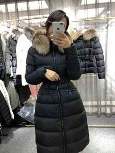 2022 뉴 몽골 겨울 다운 재킷 여성 중간과 긴 두꺼운 허리를 닫는 흰 오리 하이 엔드 패션 한국 재킷