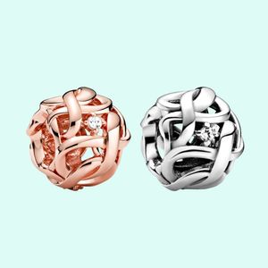 925 Sterling Silver Pendant Charms for Pandora Original box Sparkling Openwork Woven European Bead Charms Bracelet Necklace jewelry