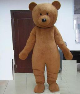 Fabrika çıkışları sıcak kahverengi renk peluş oyuncak ayı maskot kostüm yetişkinler için giymek için