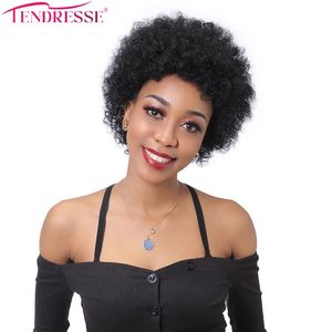 100% Human Hair Pixie Cut Styles Natural Black Soft African American Curly Wig Full Head Malaysian Human Hair Wigs Machine Made Human Hair Mini Wig On Sale Clearance