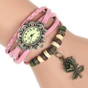 Pulseira de pulso GNOVA PLATINUM CHEARTH BRACELET REK CRISTAL ROSE CHARM VINTAGE VINTAGE FLOR ASSISTRAÇÃO DE PULHO DE FORMA DE GENEVA A033WRISTWATCHES