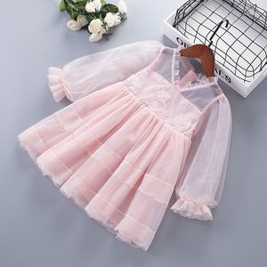 Vestidos de menina 3-7 anos de alta qualidade Vestido de menina da primavera 2022 Chiffon Flor Draped Ruched Kid Crianding Princess