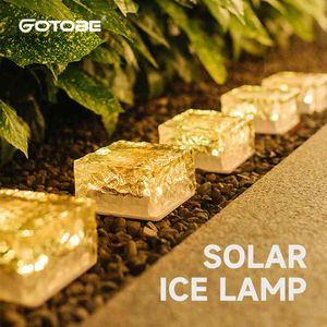 Solar Led Ice Cube Brick Lights Outdoor Waterproof RGB Remote Stair Step Paver Lamp For Yard Patio Tree Lawn Garden Decoration J220531