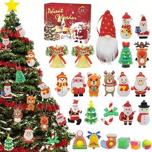 Pendientes de árboles de Navidad Calendario de cuenta regresiva de Adviento 24 Exquisito encantador Santa C0823